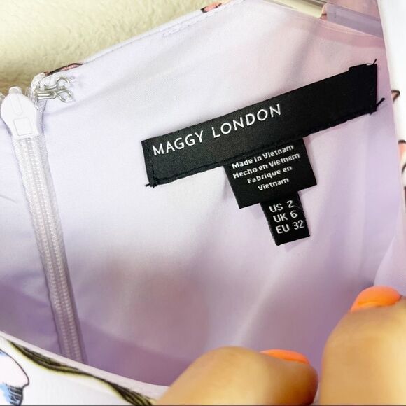 Maggy London Floral Sleeveless Midi Dress Size 2 - Picture 5 of 9